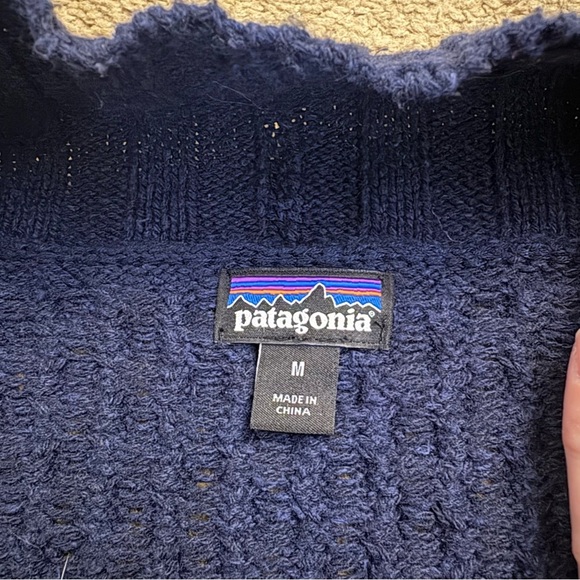Women’s Patagonia Worn Wear Off Country Waffle Knit Blue Cardigan Sweater Medium - Picture 3 of 7
